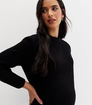 New Look Maternity Black Ribbed Knit High Neck Jumper